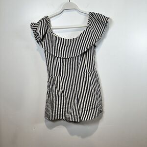 Sugar Lips Off‎ The Shoulder Striped Lined Shorts Romper Size M